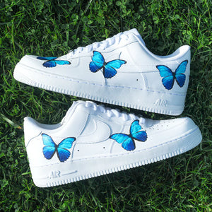 Air force ones sales with blue butterflies