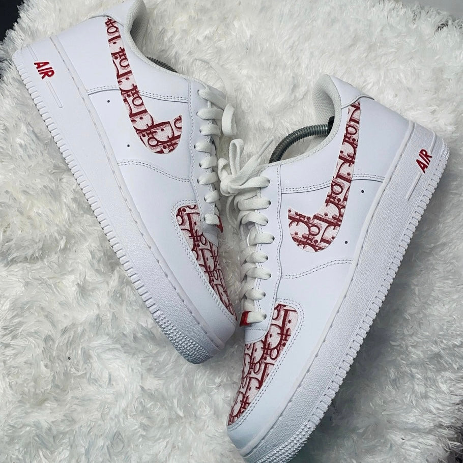 Custom Red Dior Swoosh Air Force 1